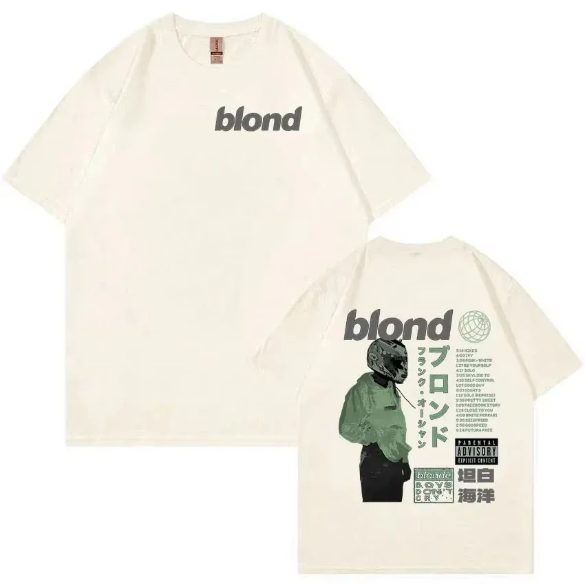 Rapper Frank Retro Graphic T Shirt Men's Hip Hop Ocean Album Clothing T-Shirts Y2k Unisex Blond Fashion Oversized Cotton T-shirt image 4