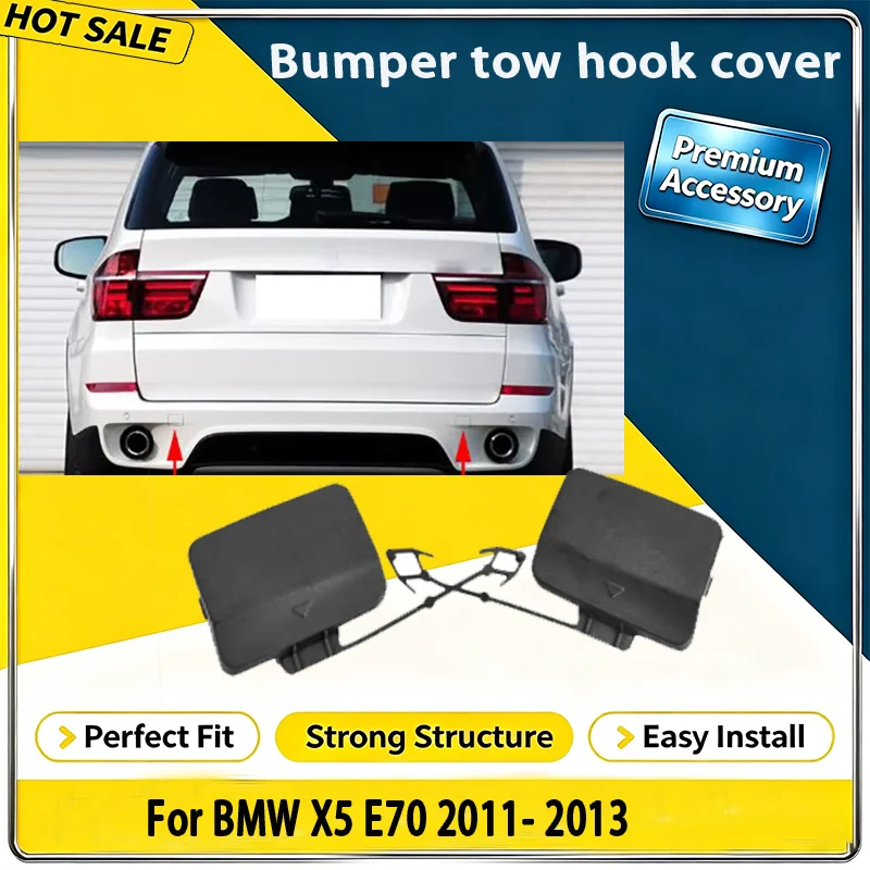 For BMW X5 E70 2011 2013 Car Rear Bumper Tow Hook Eye Cover Cap Pair Towing Hook Cover Durable ABS Auto Exterior Accessory OE 51