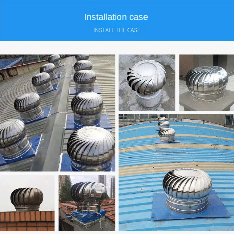 304 Color Steel Hood Indoor Ventilation Exhaust Fan Strong Wind Silent Non-rusting Wind Ball Hood Power-free Ventilator