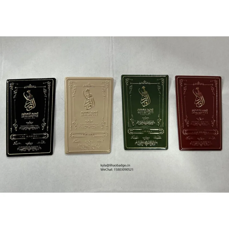 custom.Custom Aluminum Embossed Perfume Bottle Sticker Metal