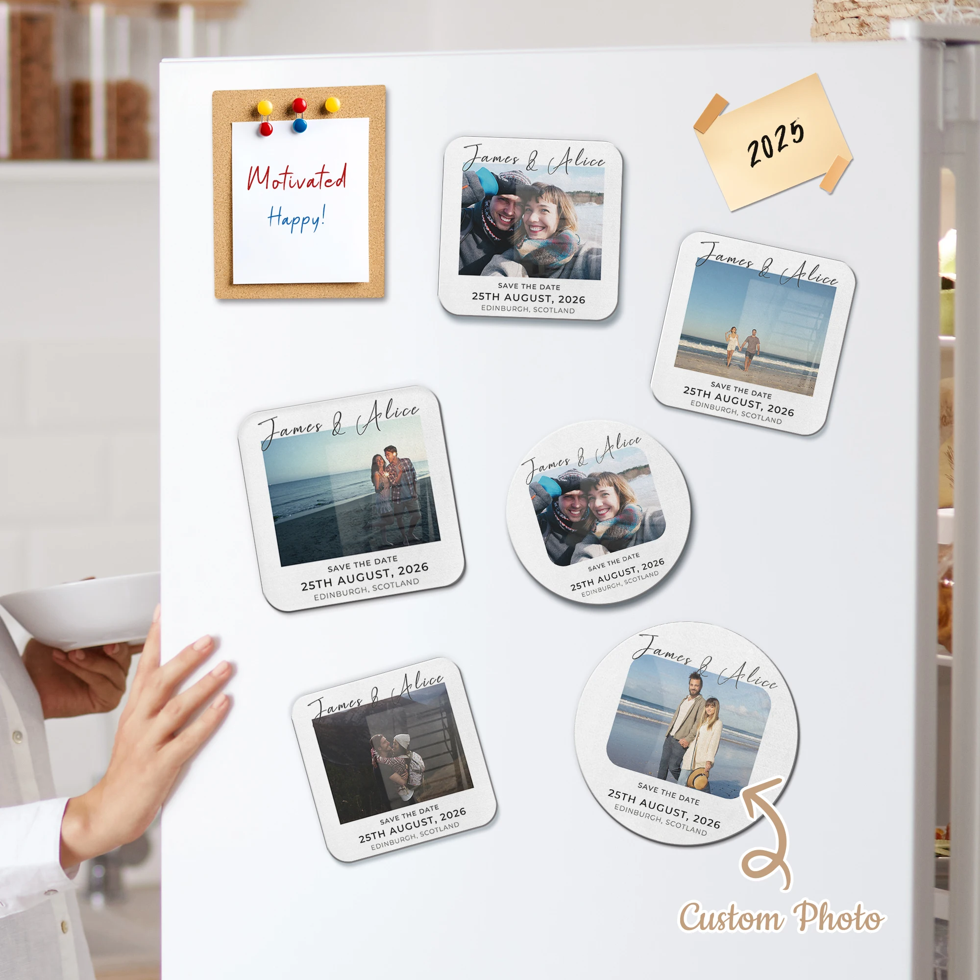 

Personalized Travel Photos Refrigerator Magnets Customized Anniversary Gifts Family Kitchen Restaurant Whiteboard Home Decor