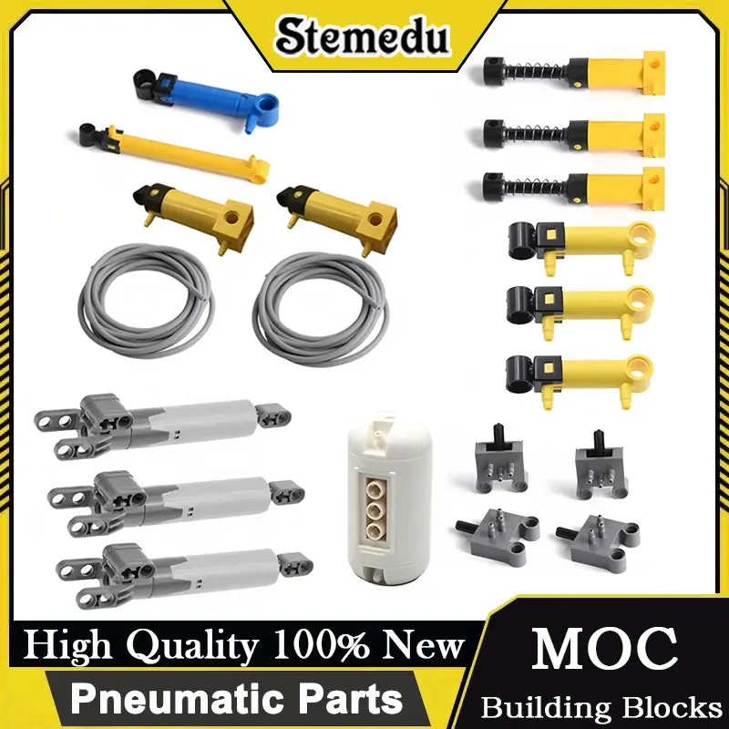 

MOC Pneumatic Parts Kit Air Pump Tank Piston Switch Compatible with Legoeds 42043/47225/61904/964 DIY Technical Building Blocks