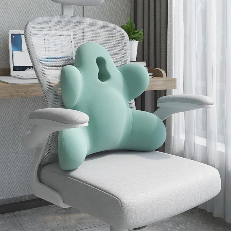 Solid Color Memory Foam Backrest Cushion Monster Shape Non Collapse Office Chair Cushions Lumbar Support Soft Sedentary Artifact