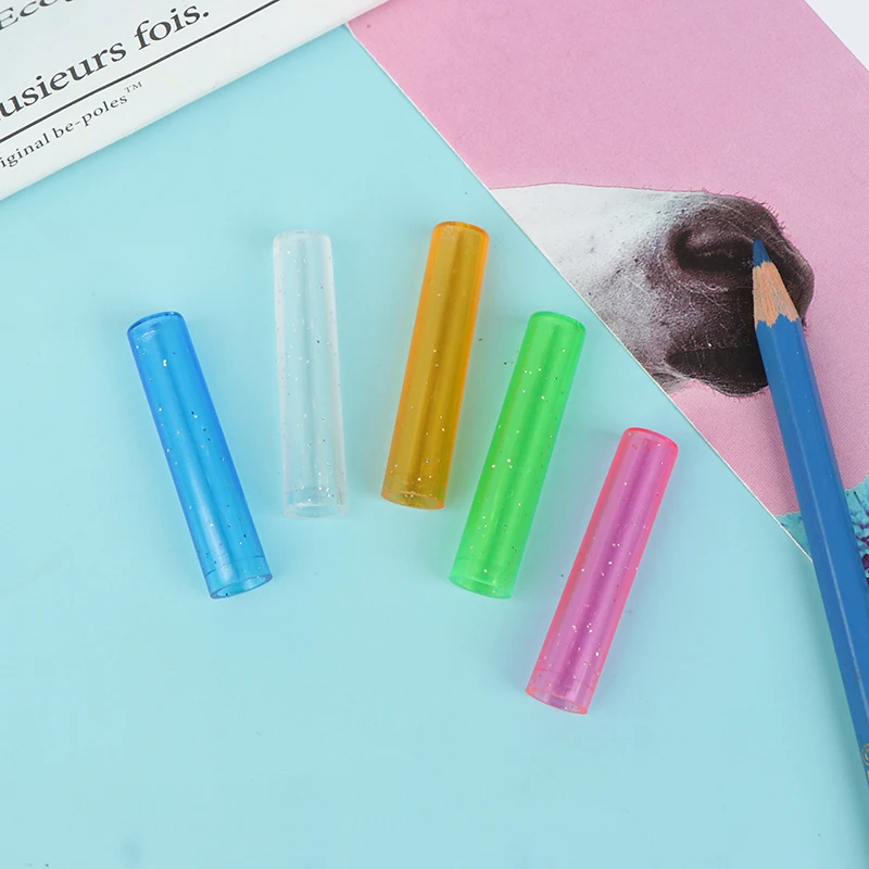 20/24pcs Kawaii Stationery Pencil Extender Pen Topper Pencil Cap Colorful Plastic Pencil Protection Cap School Office Supplies