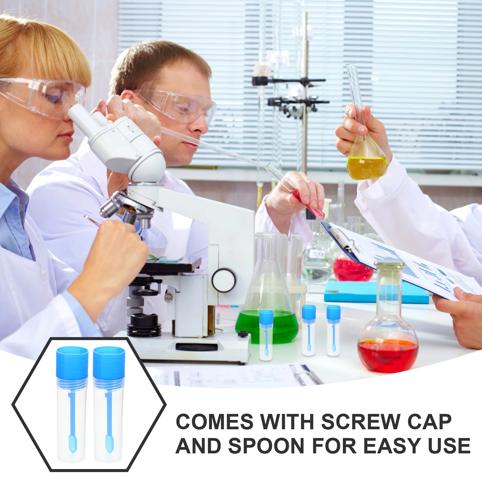 30pcs Stool Sample Cup 20Ml Medical Specimen Container Fecal Collection Kit Scientific Research Testing Plastic Cups Lid