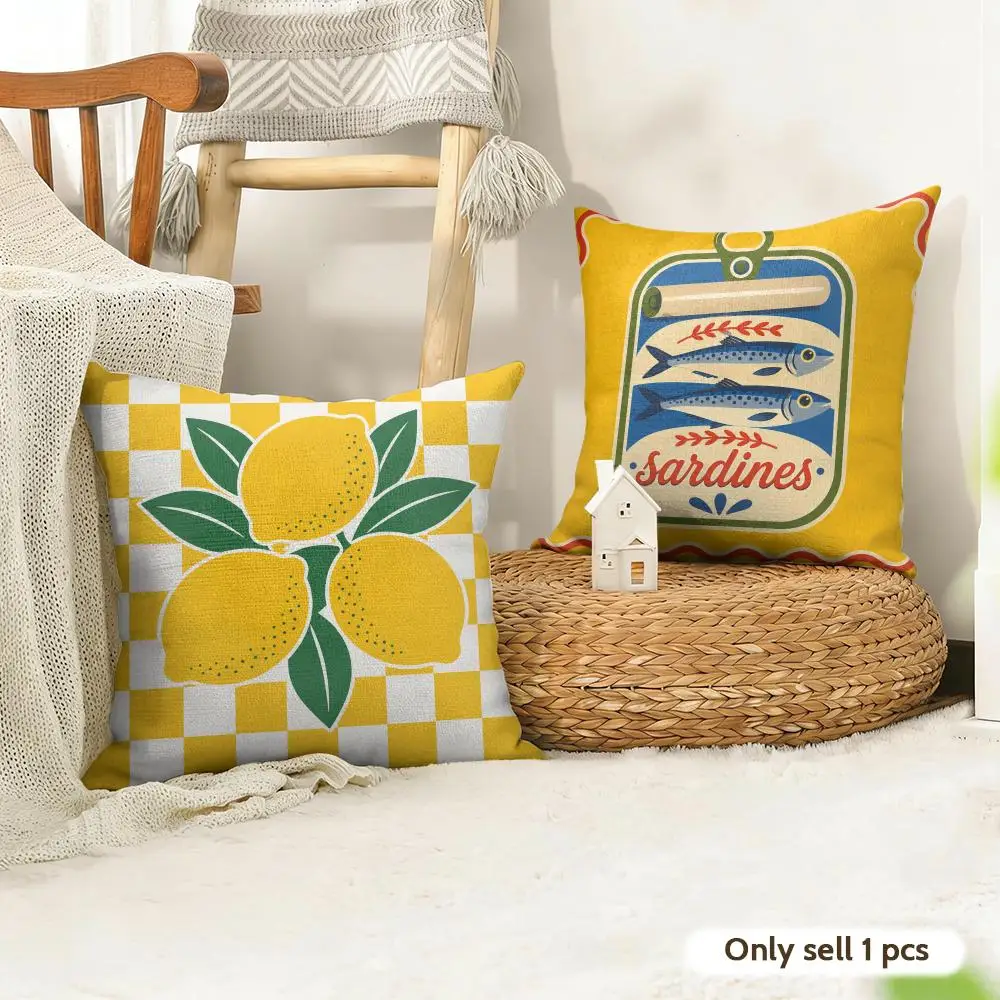 Mediterranean Bistro Cushion Cover Linen Throw Soft Decorative  for Bed Sofa Car Home Decor Pillowcase 45x45cm