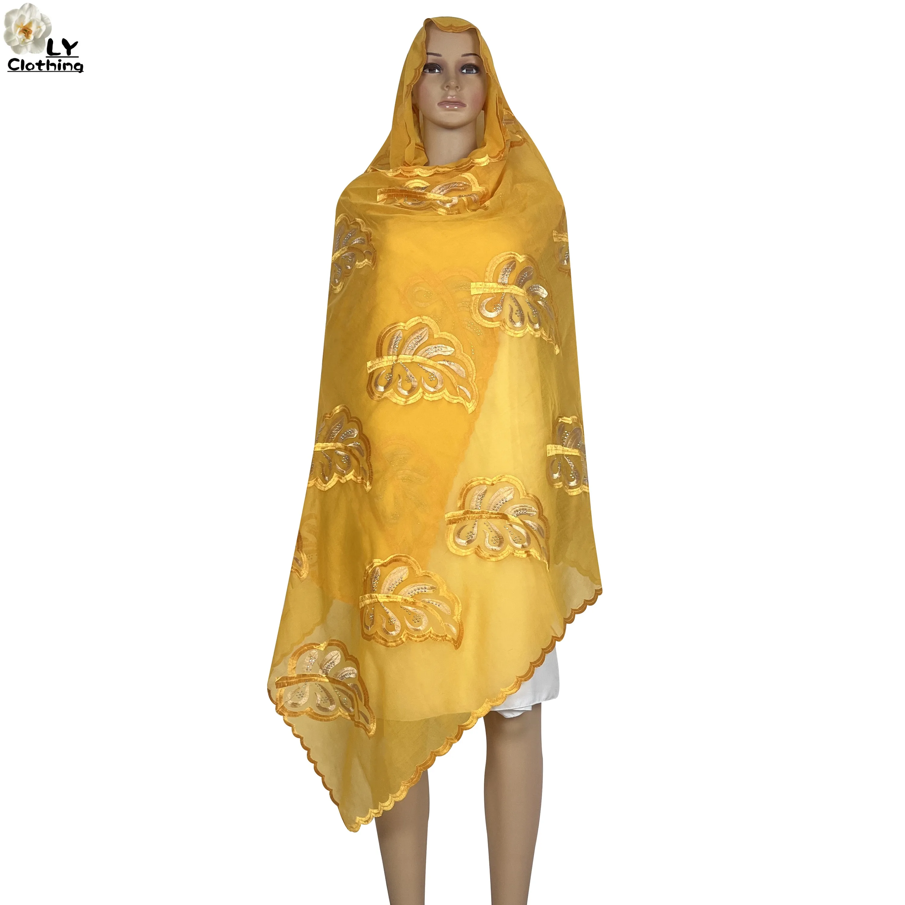 New Muslim Scarf High Quality 100% Cotton Hijab Dubai African Ramadan Shawls Women Islamic Scarf Pattern Embroidery Soft Scarf