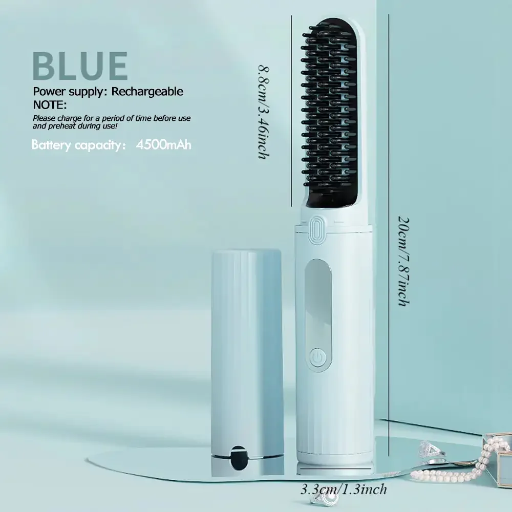 Беспроводной выпрямитель для волос 2 в 1, расческа, мини-выпрямитель с зарядкой через USB, быстрый нагрев, отрицательные ионы, уход за волосами, инструменты для укладки волос