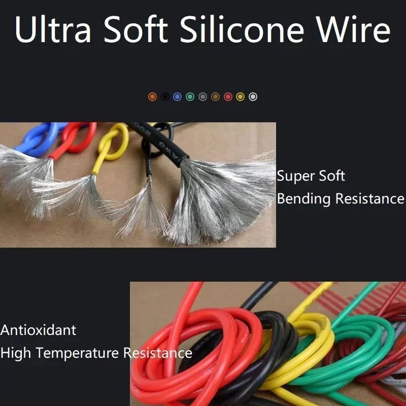 1M Heat-resistant cable 30 28 26 24 22 20 18 16 15 14 13 12 10 AWG Ultra Soft Silicone Wire High Temperature Flexible Copper