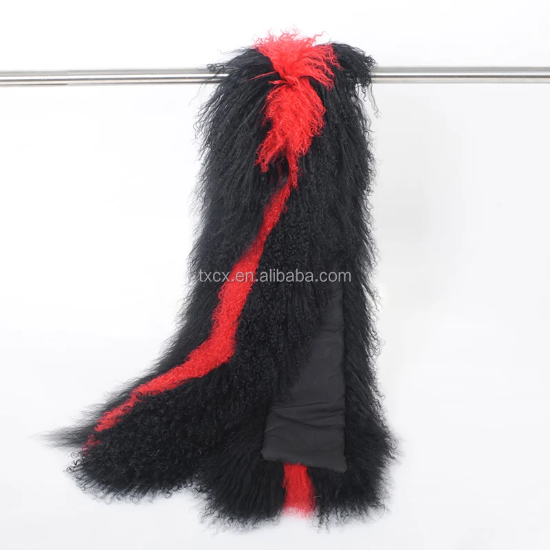 Luxury Women's Genuine Mongolian Lamb Fur Cape Wrap Fluffy Scarf Winter Fashion Shawl Custom Colors for Factory