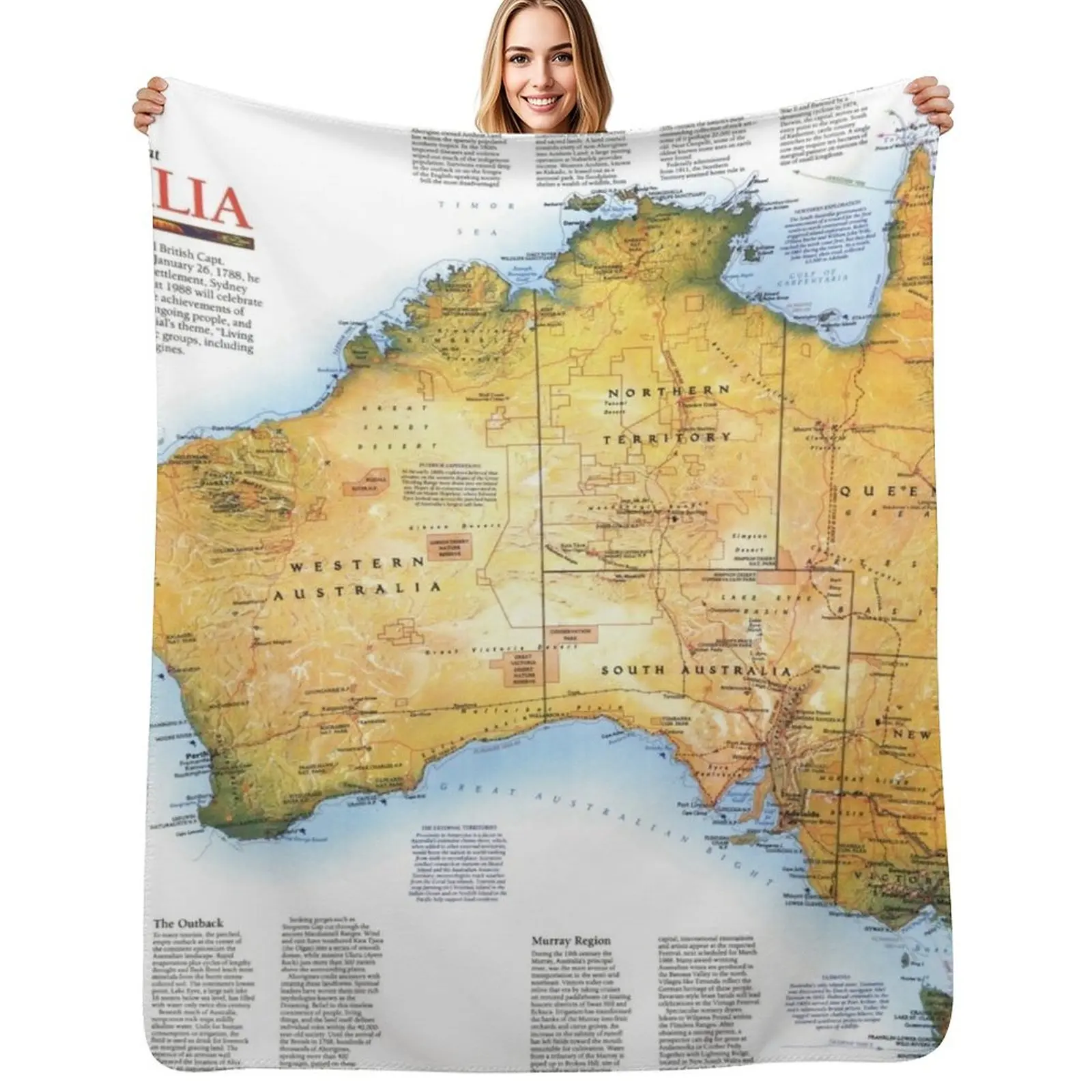 

Australia Map Map Of Australia Australia Travel Map Throw Blanket Warm Soft anime for winter Blankets