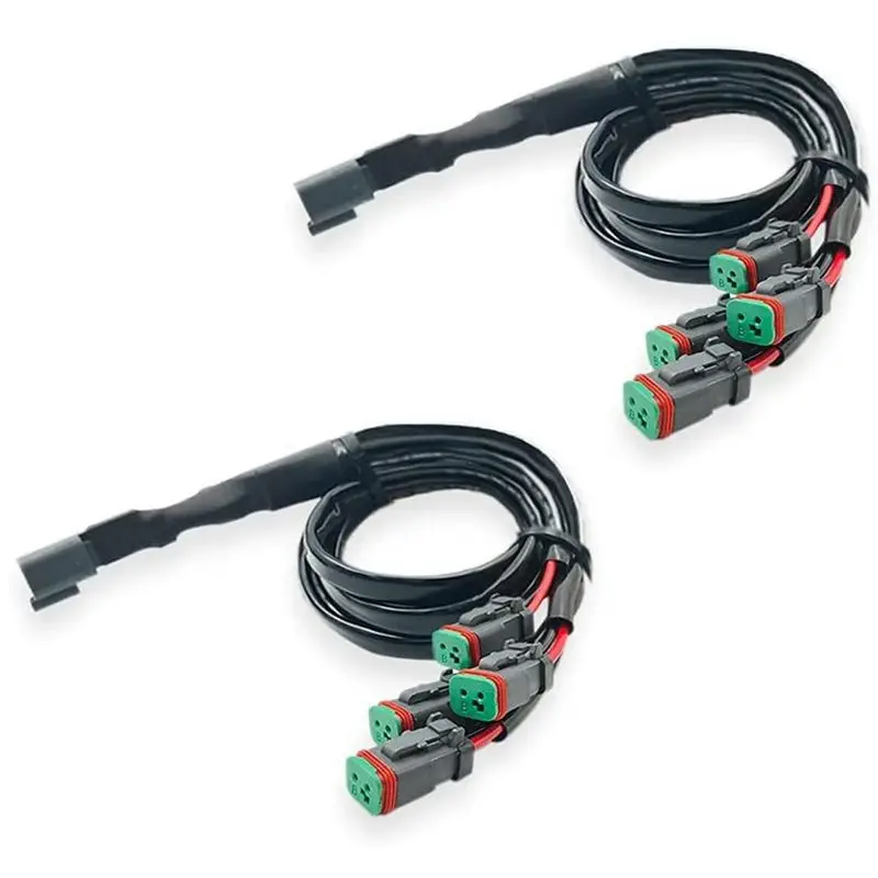 A54K-2 Lead 4 In1 Deutsch Dual Outputs DT DTM Female Connector Socket Adapters For LED Fog Light LED Pod Lights