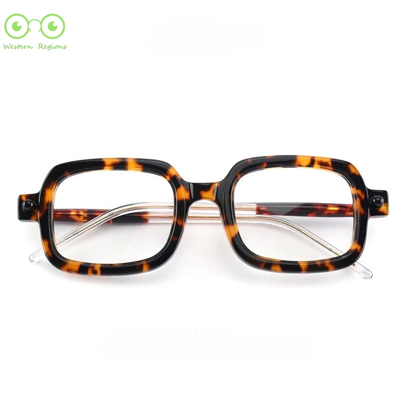 

Квадратная ацетатная мужская оправа для очков на тонких ножках для женщин, черепаховая модная тенденция, дизайнерская оправа, ретро-мода, стиль INS