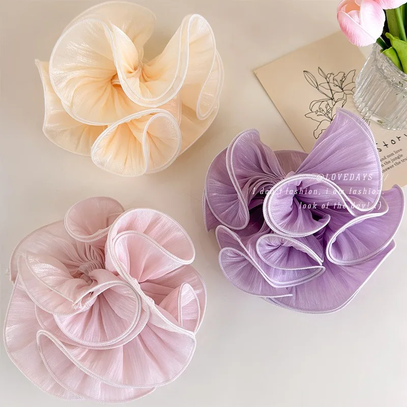 

Sweet Multi Layer Lace Hair Scrunchies for Women Girls Shiny Yarn Flower Bud Hair Ties Cute Versatile Hair Styling Accessories