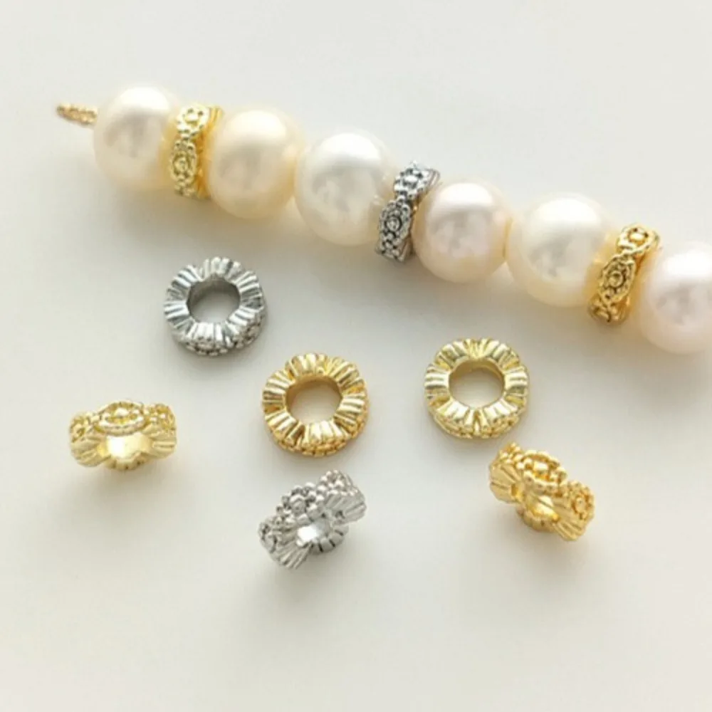 

Светлое золото 14 карат, 18-каратное золото, белое золото, кружевной край, венок, проставка, кольцо из бисера ручной работы, браслет, ожерелье, аксессуары