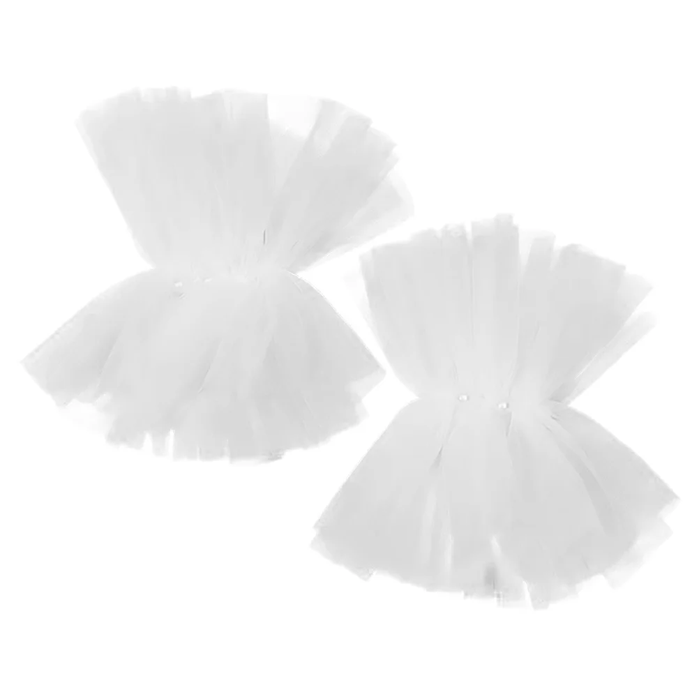 

1 Pair Women'S Wrist Cuffs Pearl Embellished Organza Fake Sleeves For Dress Accessories Costume Lolita Outfits Wedding Party