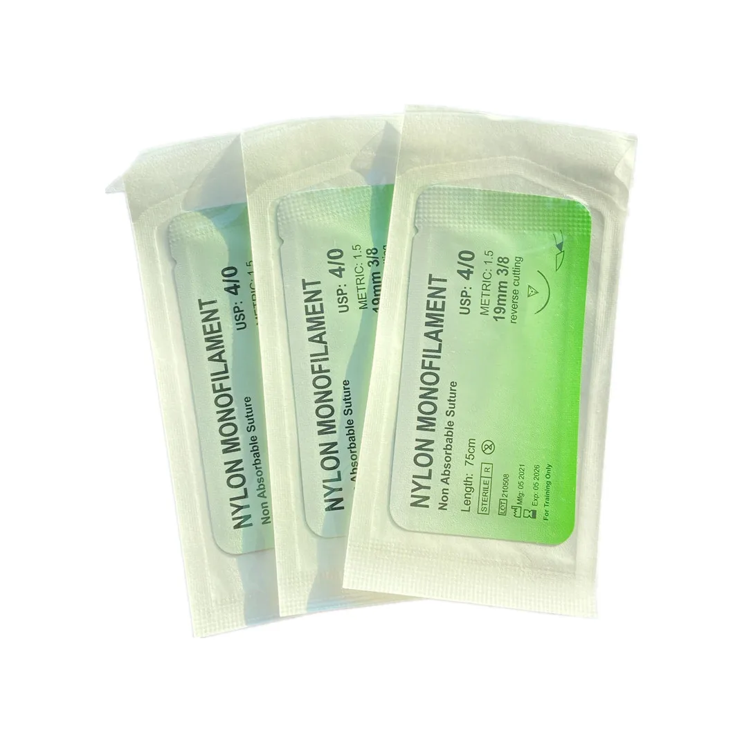 50pcs Surgical Sutures Nylon Monofilament Usp 4/0 Reverse Cut Suture Metric 1.5