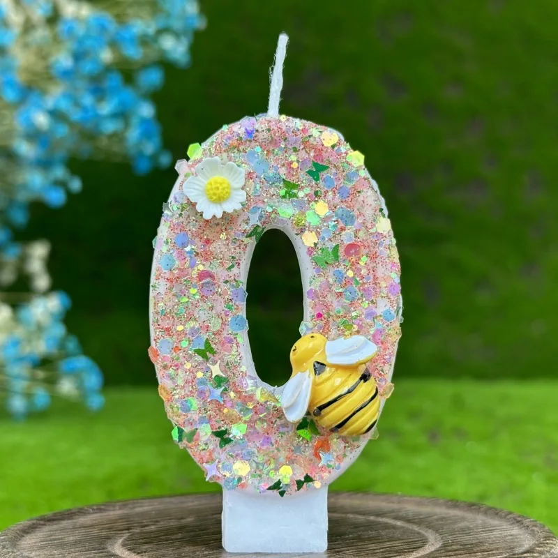 Digital Birthday Candle Cake Party Decoration New Year\'s Eve Creative Bee and Wasp Decorative Candles birthday Cake 0-9 Number