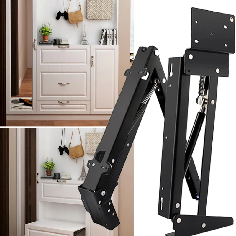 

Household entrance door folding shoe changing stool accessories wall-mounted hidden inner bracket track buffer shoe cabinet