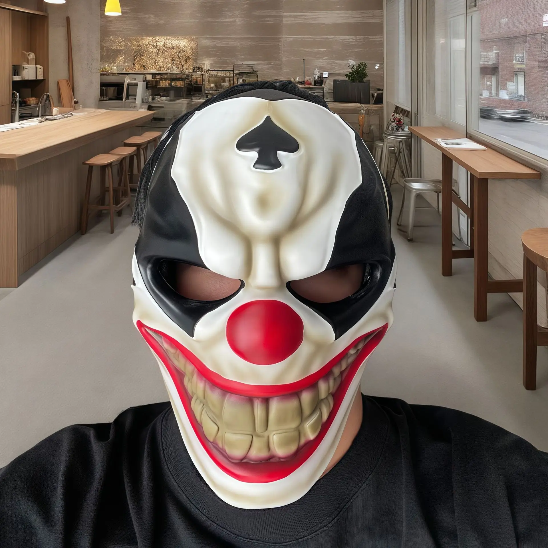 

Adjustable Wearing Halloween Carnival Day of the Dead Cosplay Makeup Ball Spades A Clown Resin Craft Mask