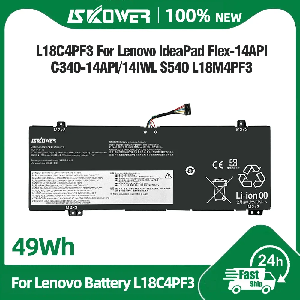 SKOWER L18C4PF3 Laptop-Akku für Lenovo Flex-14API IdeaPad C340-14IWL S540-14IML Xiaoxin Air14 2019 L18M4PF3 L18M4PF4 L18C4PF4