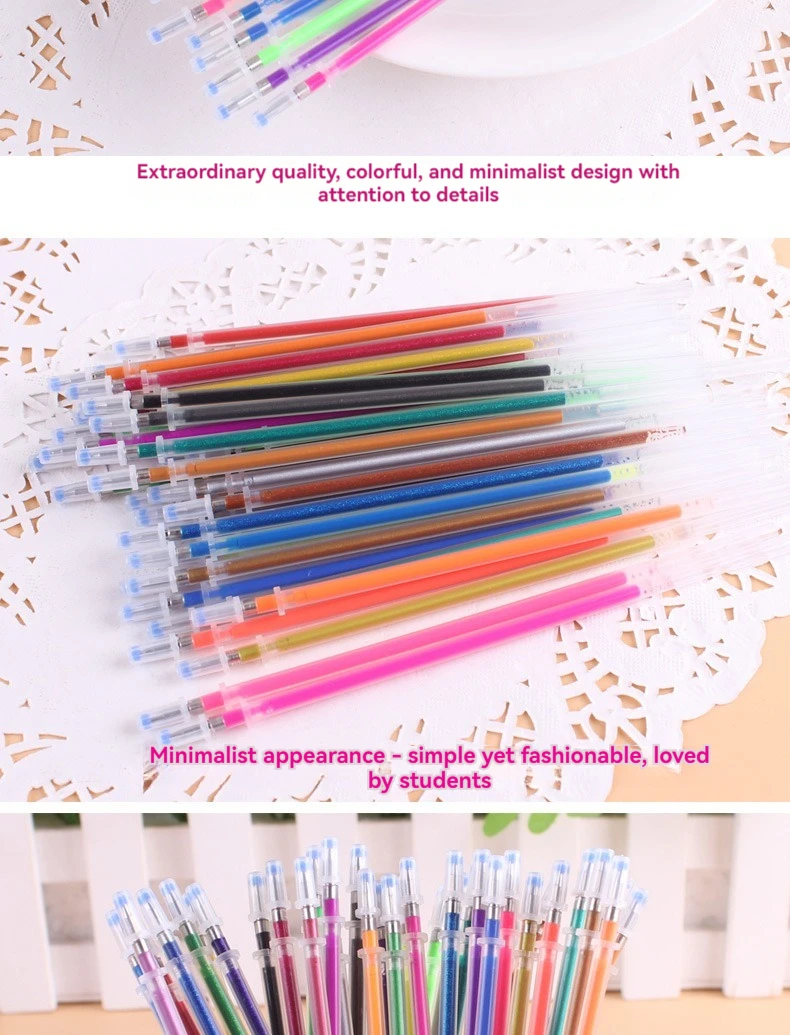 12-100 Farbige Gelstift-Nachfüllungen Set - Glitzer, Pastell, Textmarker, Metallic-Tinte für Künstler, Scrapbooking und Graffiti-Zeichnen – Detail 3