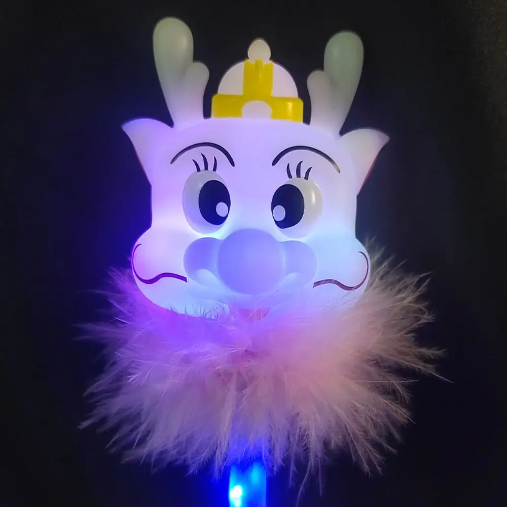 Novelty Kids Toy Fairy Flashing Wands LED Luminous Dragon Head LED Fairy Stick with Plush Plastic Colorful