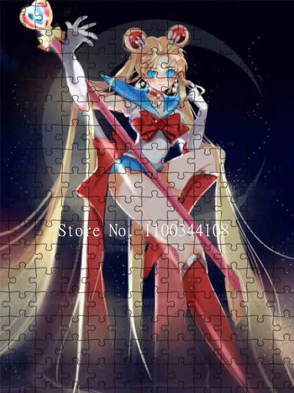 Sailor Moon Jigsaw Puzzle 300/500/1000 Pcs Beauty Girl Puzzle Educativo Intellettuale Decompressione Divertente Gioco Adulti Bambini Regalo