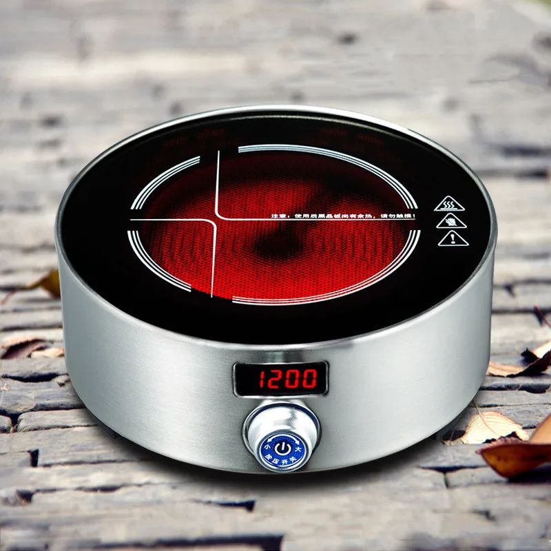 1200W Mini Electric Ceramic Stove Home Boiling Water 7 Gear Heating Stove Knob Control Office Timing Tea Maker Auto Power Off
