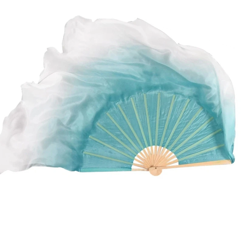 

Silk Dance Fan Mint Green Gradient Color Simulation Silk Bamboo Fan Classical Dance Chinese Style Jiaozhou Yangko Fan Group