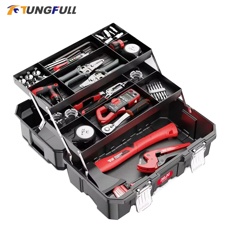 

Industrial Grade Tool Box Multifunctional Hardware Art Box Electrician Multi-Layer Folding Organizer for Storage