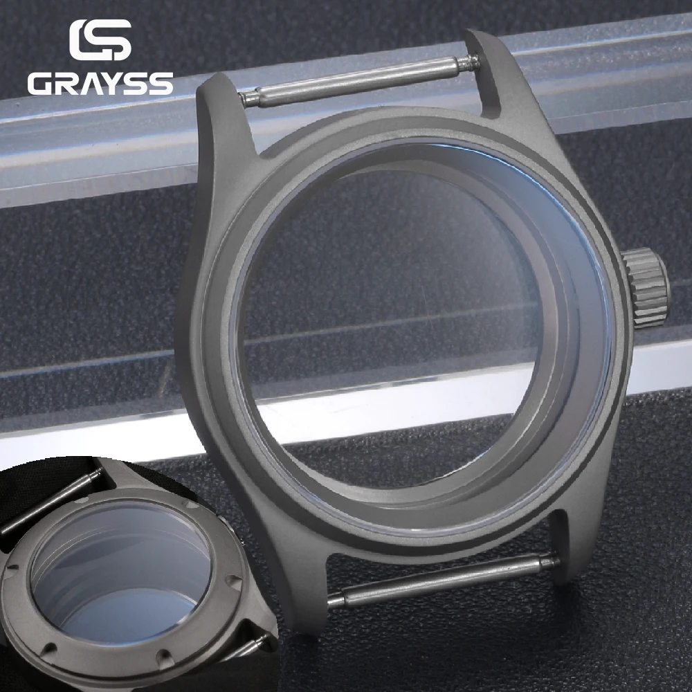 T2 Titanium/staal Pilot Duikhorlogekast voor NH34 NH35 NH38 NH70 PT/ETA AR Saffier 20BAR Waterdicht Anti-allergie horloge onderdeel