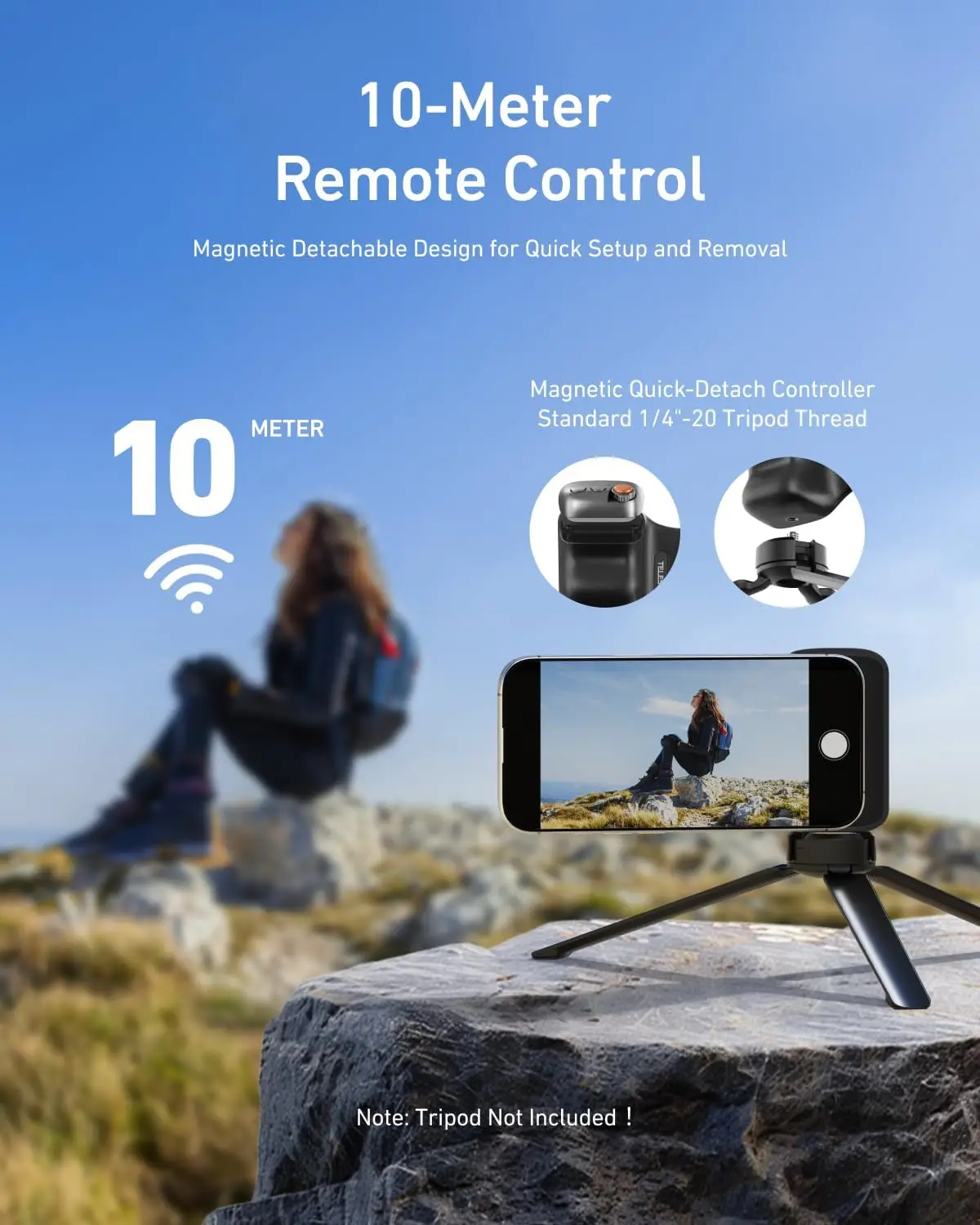 TELESIN Fun Shot Magnetic Phone Camera Grip + C03 Magnetic Selfie Light Bundle Kit Compatible with iPhone & Android