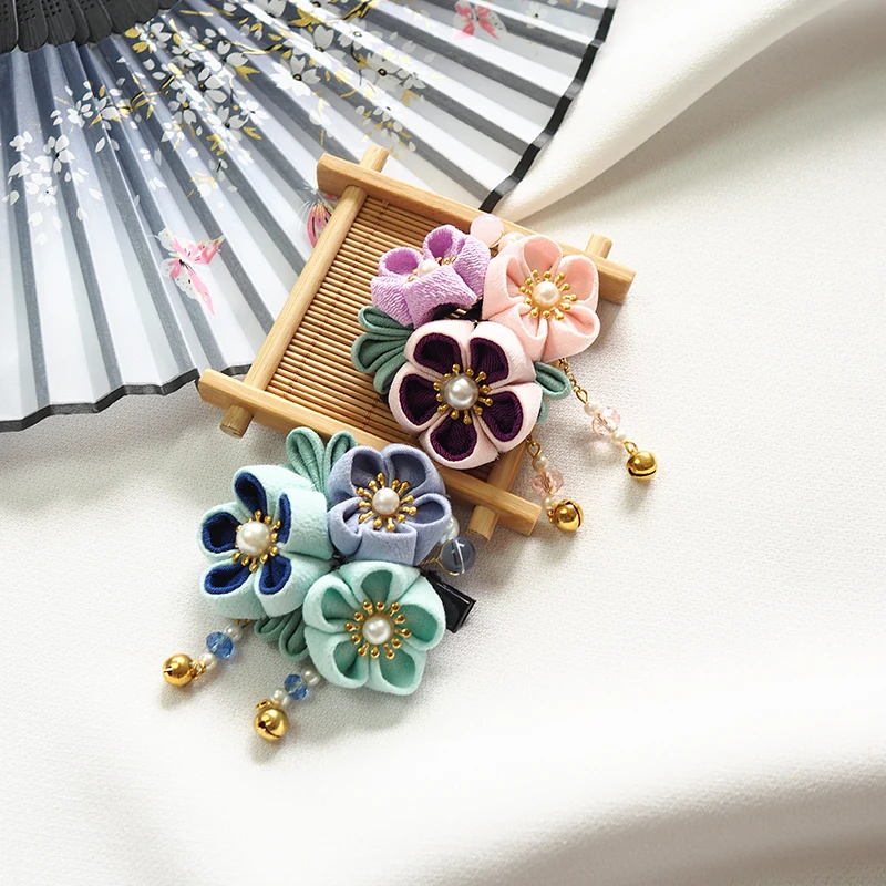 Handmade Japan Style Cosplay Hair Pin Sakura Tassel Hair Clips Kimono Dress Accessories