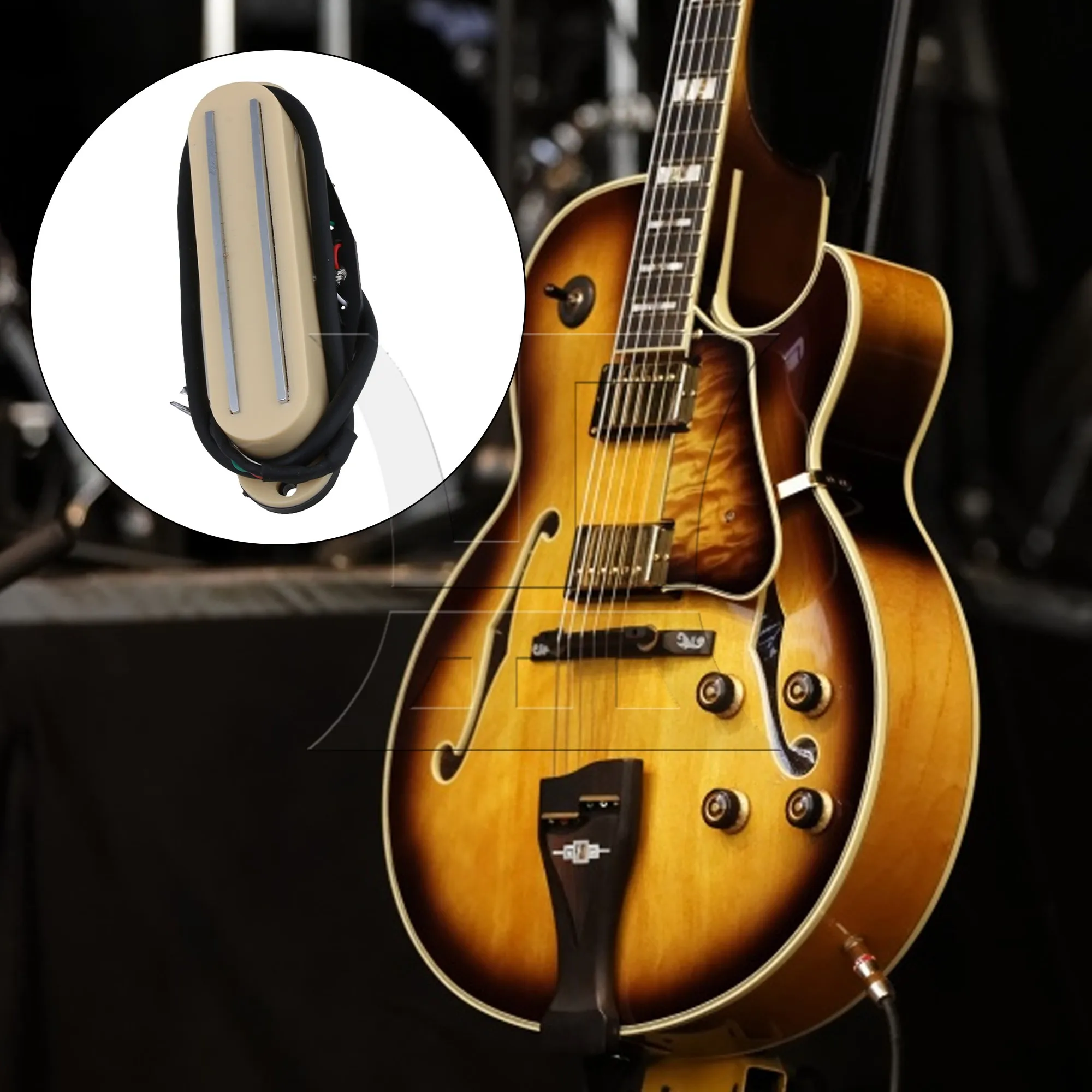 3 قطع من أسلاك السكك الحديدية المزدوجة لاقط مغناطيسي للجيتار الكهربائي بلون كريمي #3