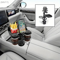 3 - In - 1 Detachable Car Cup Holder Tray - Expandable Food Table With 360° Rotating Design, Sturdy Base For Long Road Trips