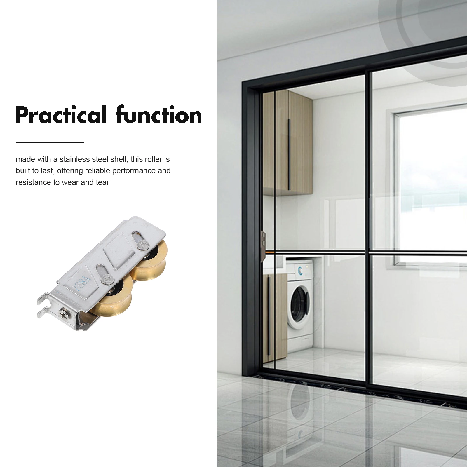 2Pcs Sliding Door Roller Stainless Steel Shell Double Copper Wheel Ball Bearing for Smooth Closet Patio Screen Door Operation