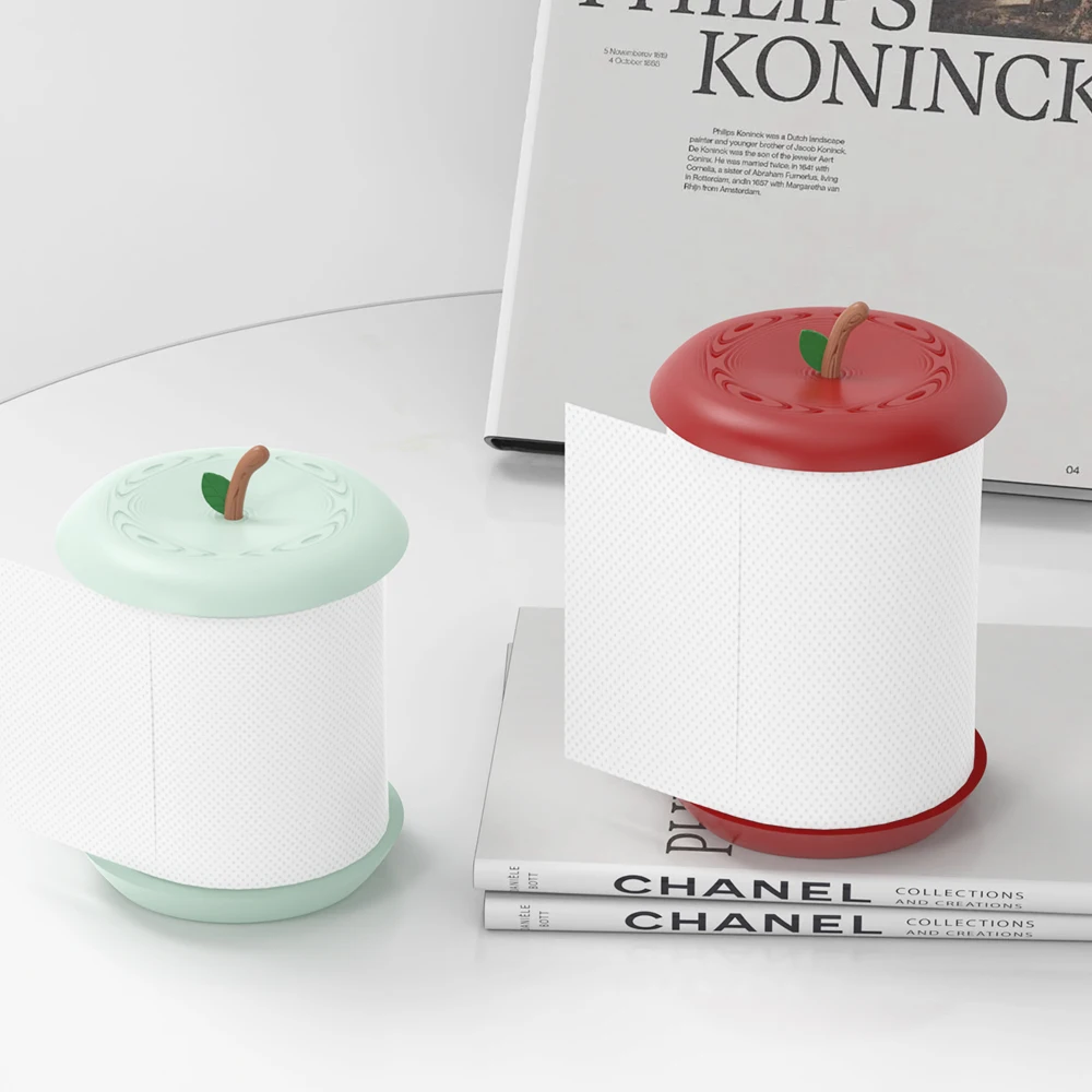 Apple-shaped tissue holder, a furniture decoration and daily necessity. Made of durable plastic that is not easy to break.