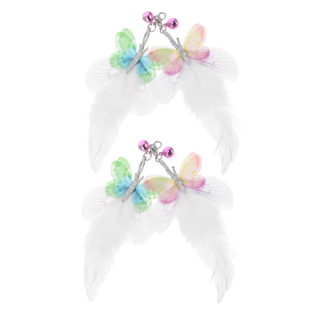 

4pcs Plume Butterfly Interactive Refills With Bell Kitten Refill Parts For Cats Teasing Stick Replacement