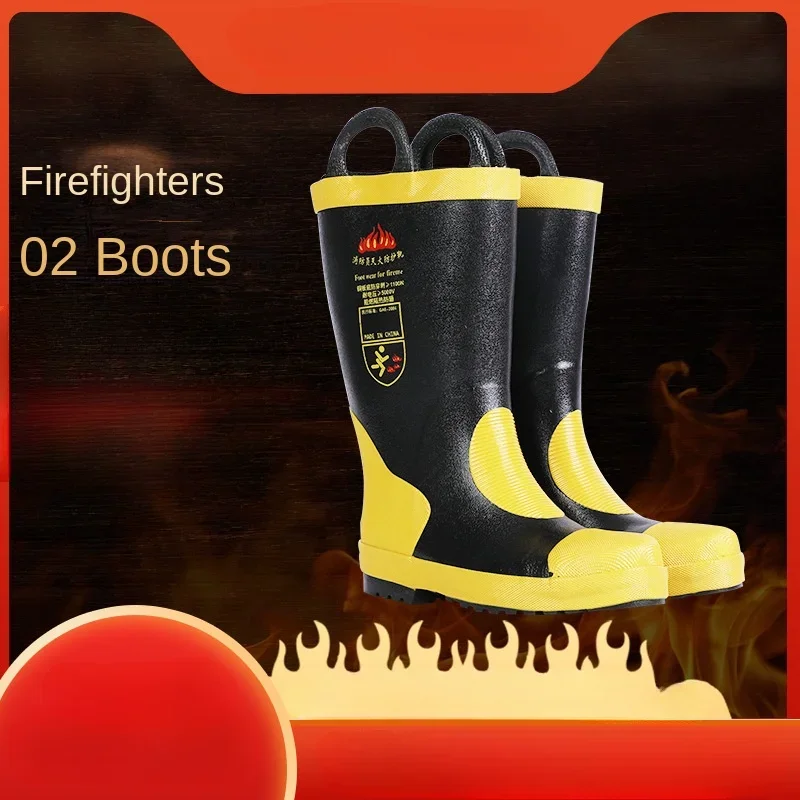 

Durable02 Fire Boots Fire Shoes Protective Boots Emergency Rescue Steel Plate Anti-puncture Fire Boots