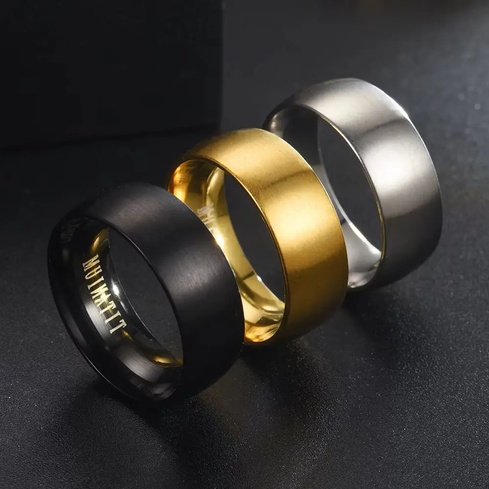 Classic 8mm Black Matte Titanium Ring for Men Fashion Wedding Band Engagement Jewelry Charm Wholesale Gifts