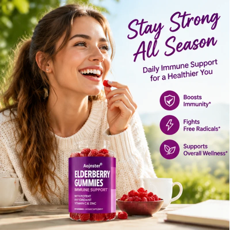 Elderberry Gummies with Vitamin C & Zinc Immune Support Powerful Antioxidant Dietary Supplement 60 Count
