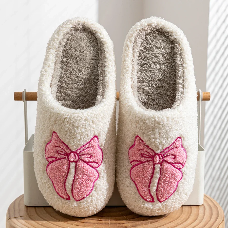 

Cute Bowknot Children Slippers Winter Bedroom Parent-child Shoes Soft Comfy Fashion Casual Multiple Colors Available Home Shoes