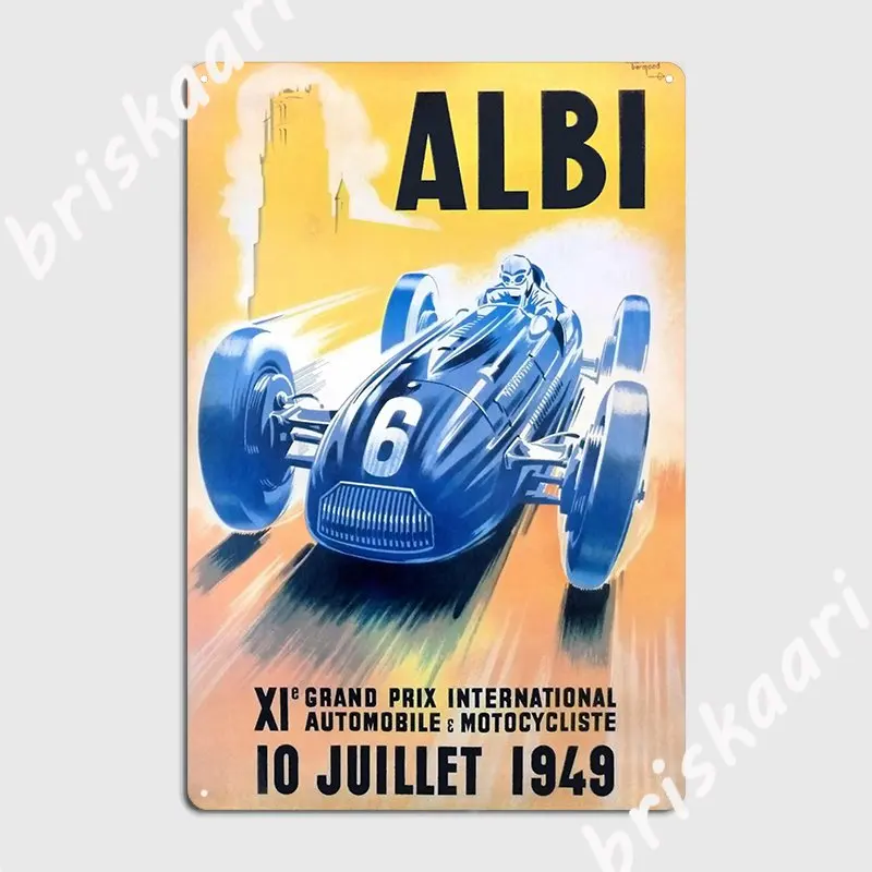 1949 Albi Grand Prix Automobile Race Poster Poster Metal Plaque Wall Decor Retro Club Party Club Bar Tin Sign Poster