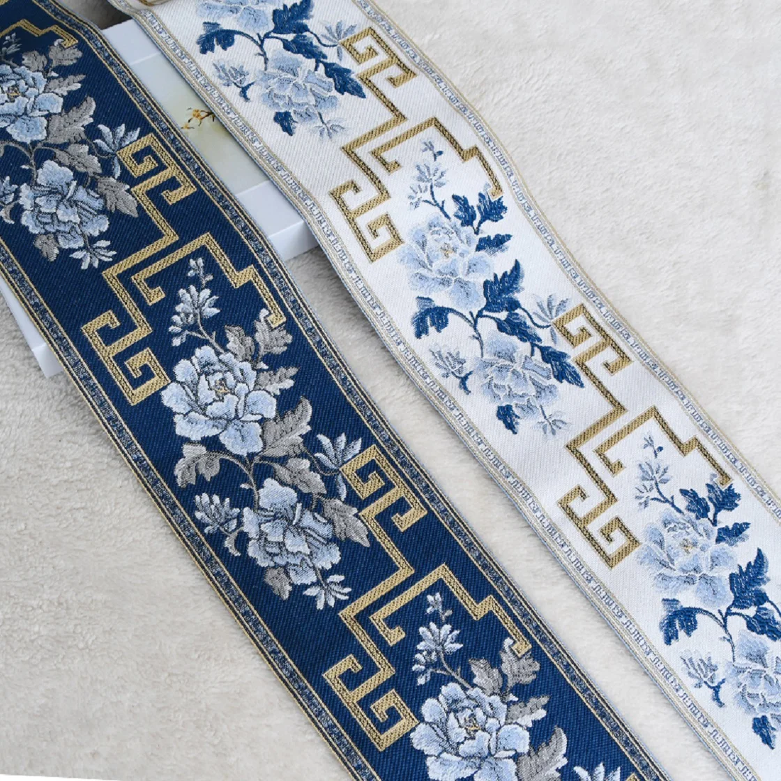 

12cm curtain lace accessories jacquard stitching ribbon sofa Chinese dress collar lace Chinese peony