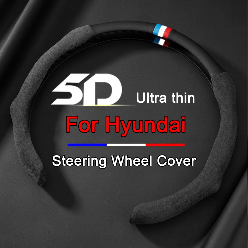 New Car Steering Wheel Cover Ultrathin Leather Booster Cover For Hyundai Santa Fe Sonata Tucson Kona I30 IX25 IX35 Elantra