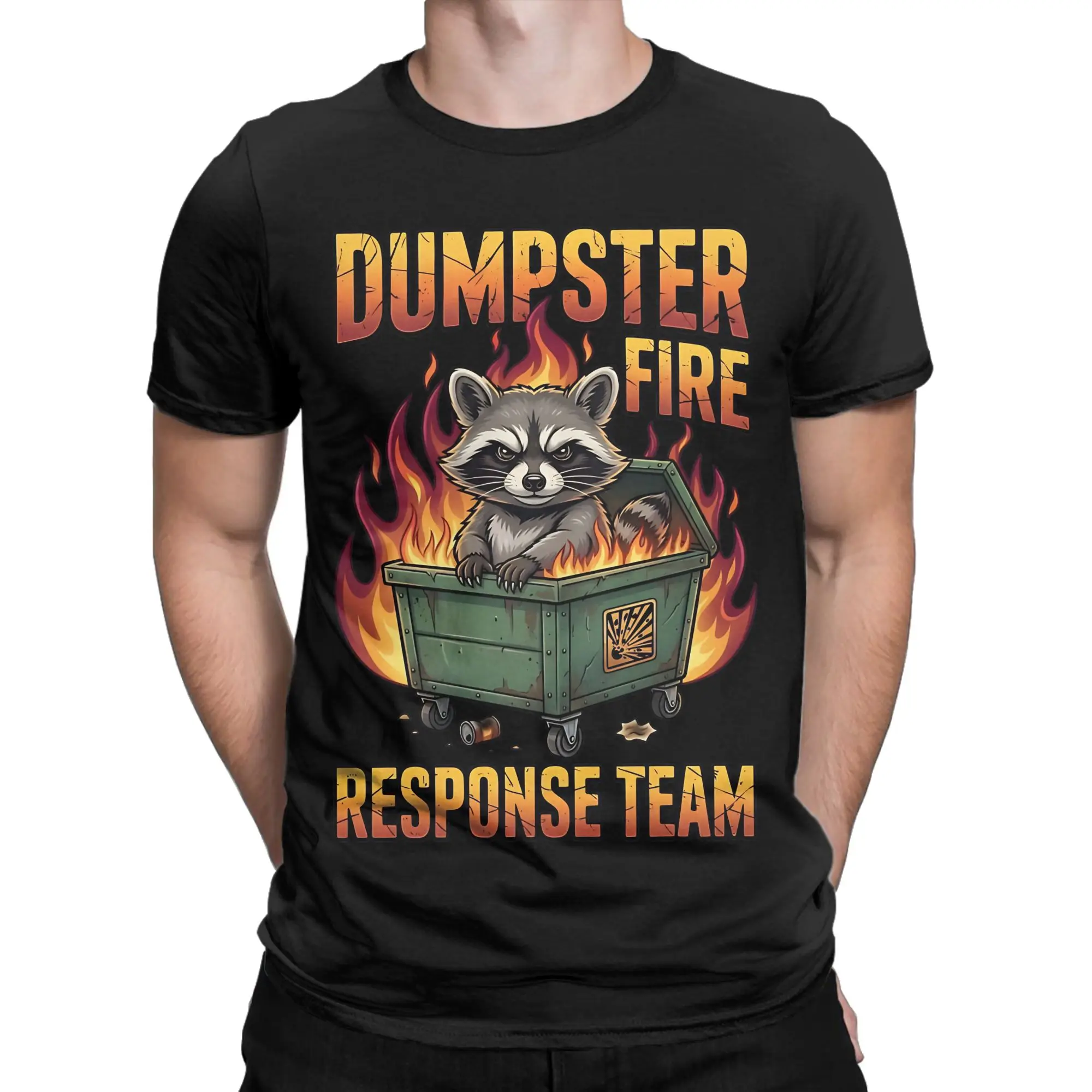 Dumpster Fire Response Team Men T Shirt  Vintage Tee Shirt Short Sleeve Crew Neck T-Shirts Cotton Graphic Printed Clothes