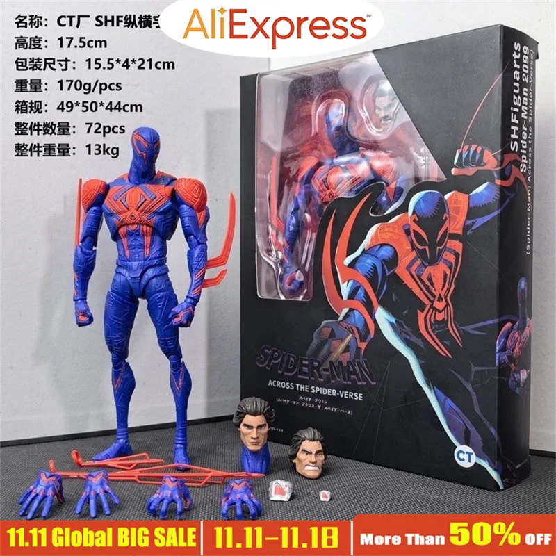 Spiderman 2099 Ct Action Figure Across The Universe S.H.Figuarts Miguel O'Hara Spiderman Shf Figurine Pvc Toys Two Heads Gift