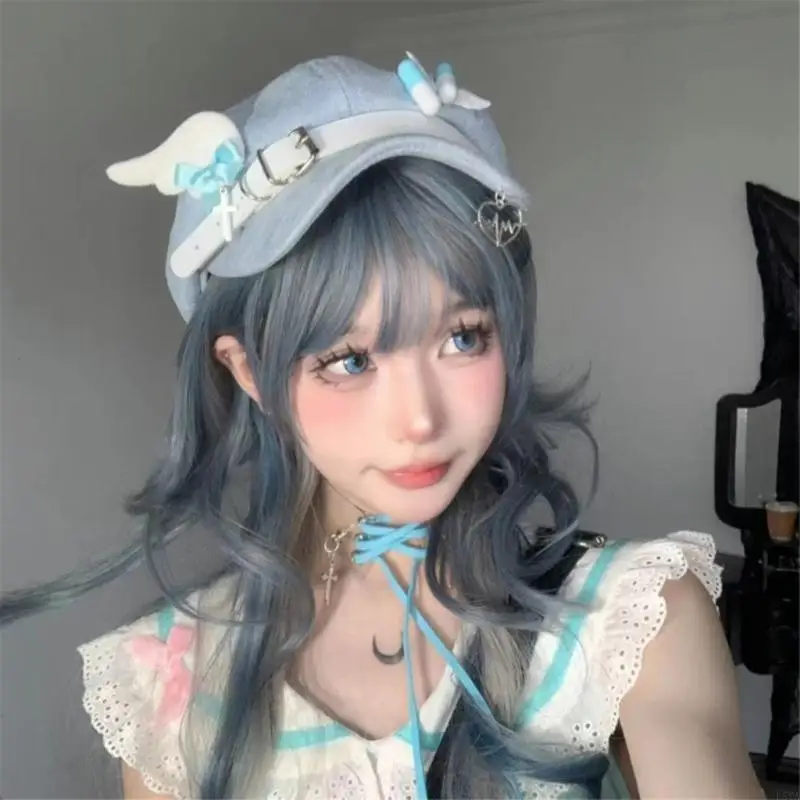 

L5YA Womens Y2K Berets Hat Duck Tongue Caps Spring Autumn Anime Cosplay Newspaper Hat