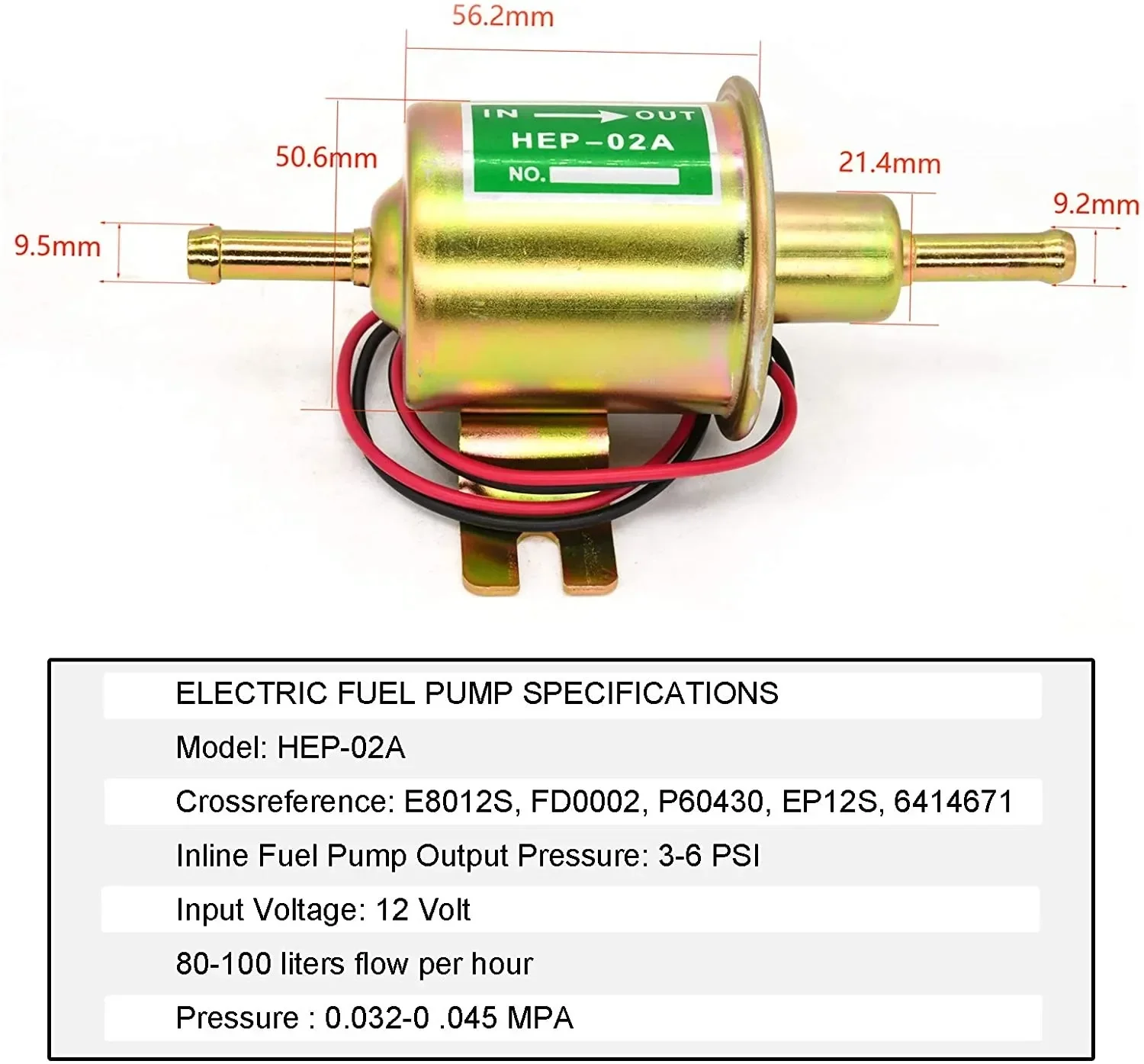 ชุดปั๊มน้ำมันเชื้อเพลิงไฟฟ้าแรงดันต่ำแบบอินไลน์ 12V รุ่น E8012S FD0002 P60430 EP12S ทนทาน พร้อมสายส่งน้ำมันเชื้อเพลิงยาว 2 เมตร ตัวกรองน้ำมันเชื้อเพลิง ตัวหนีบท่อ สีทอง